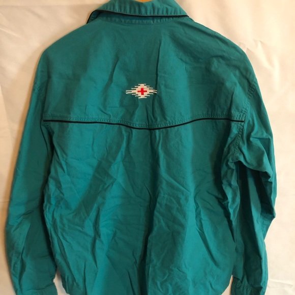 Vintage Western Turqoise Aztec Embroidered KZK Button Shirt Women Sz Medium - Picture 7 of 8